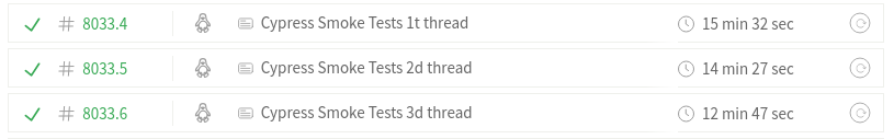 The list of scripts which we’ve ran and amount of time spent by each Travis machine during start