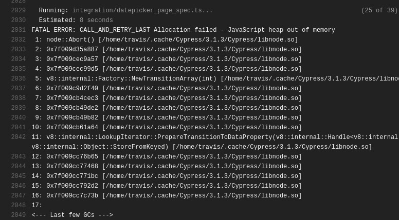 Greeted with a FATAL ERROR: CALL_AND_RETRY_LAST Allocation failed - JavaScript heap out of memory issue.