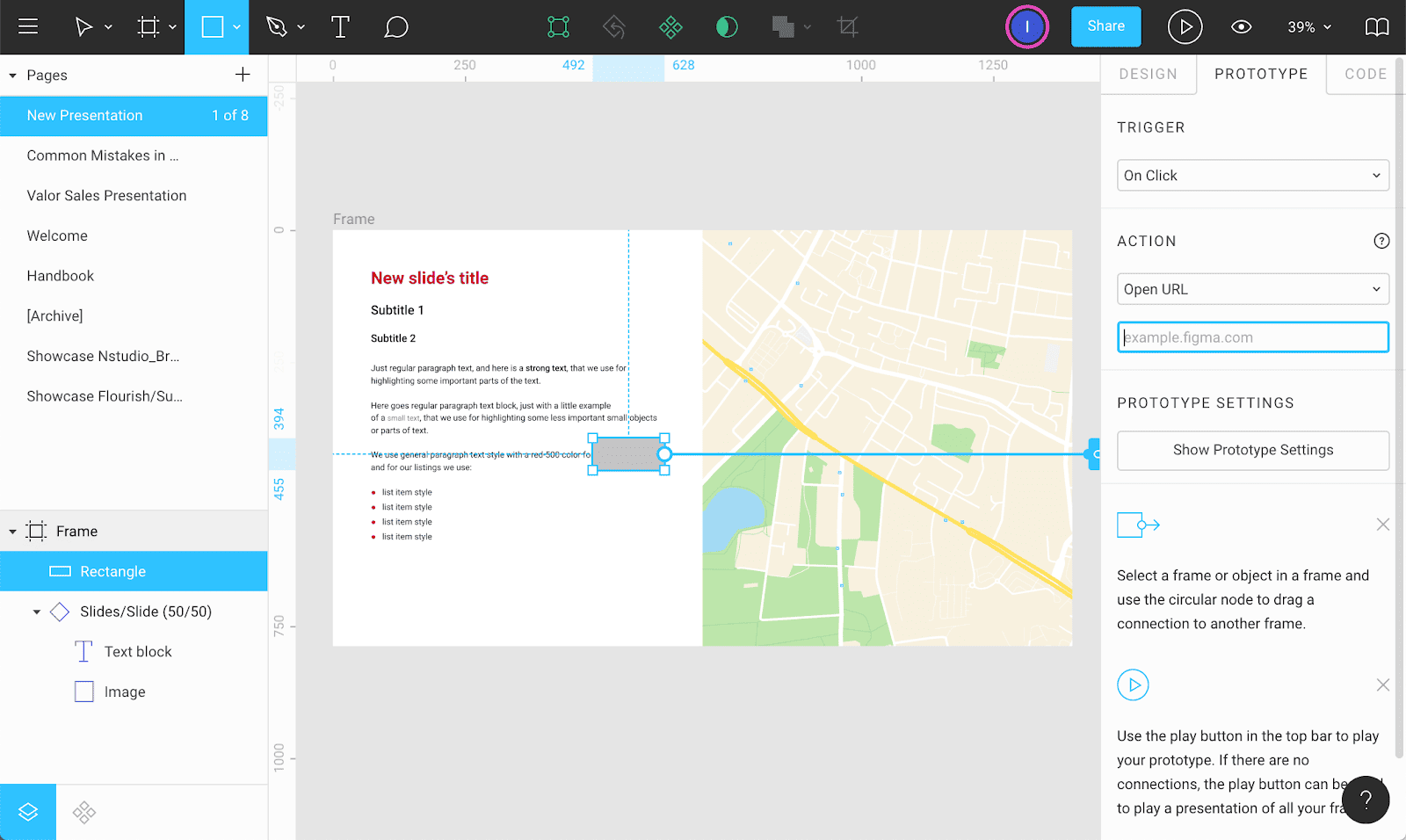 'Figma as a presentation tool: Unifying templates, photo 10 Step #8. Setting links for elements