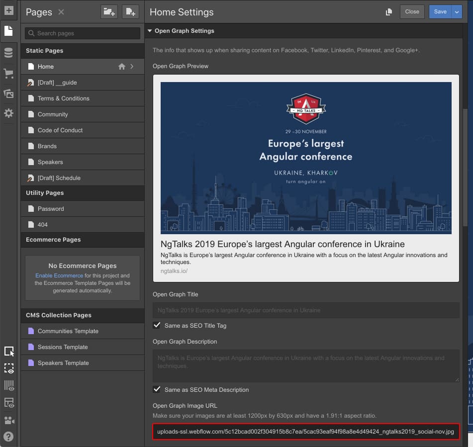 'Webflow custom code snippets you would use. Episode 1, photo 6 Webflow Open Graph Image